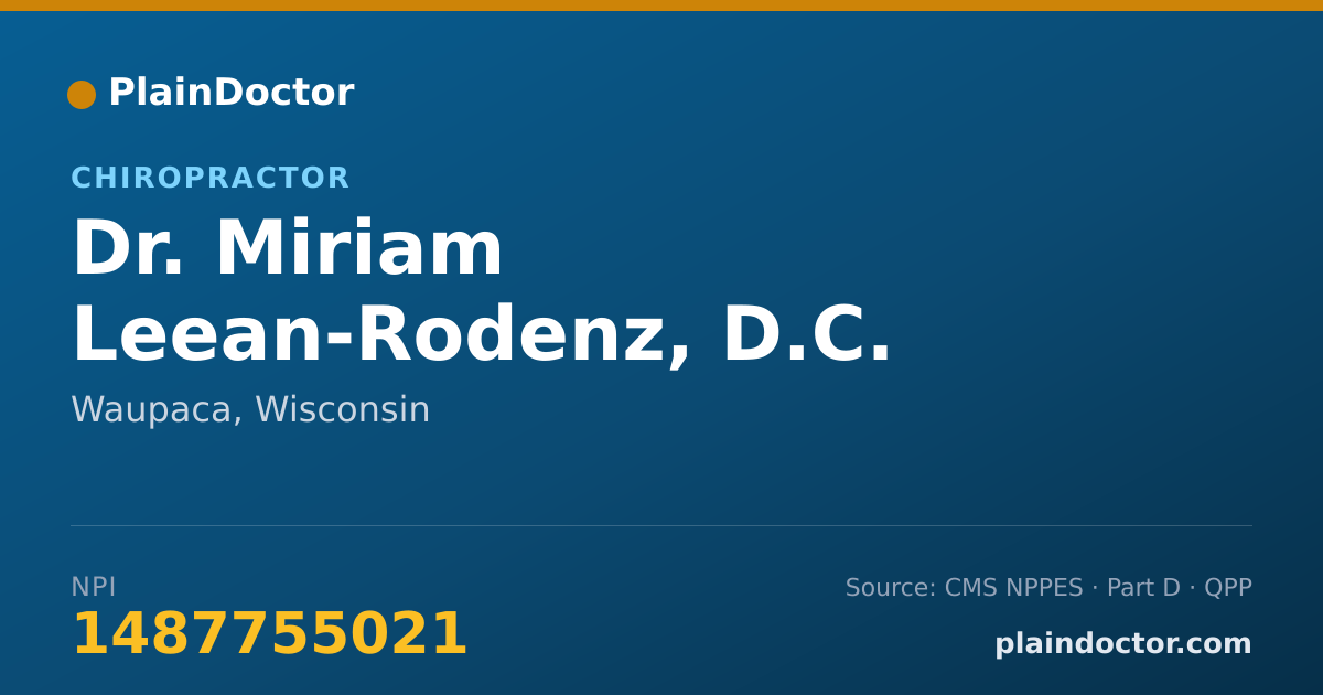 Shareable card for Miriam Leean-Rodenz, D.C. - Chiropractor, Waupaca, WI