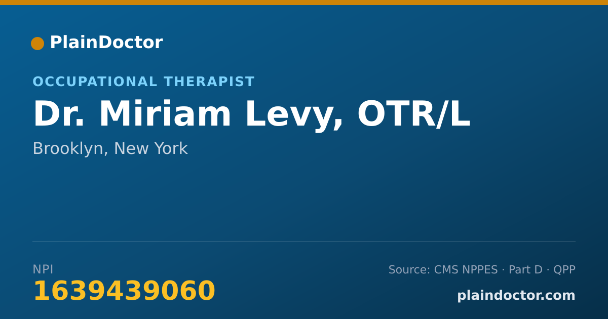 Shareable card for Miriam Levy, OTR/L - Occupational Therapist, Brooklyn, NY