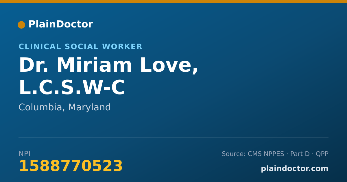 Shareable card for Miriam Love, L.C.S.W-C - Clinical Social Worker, Columbia, MD