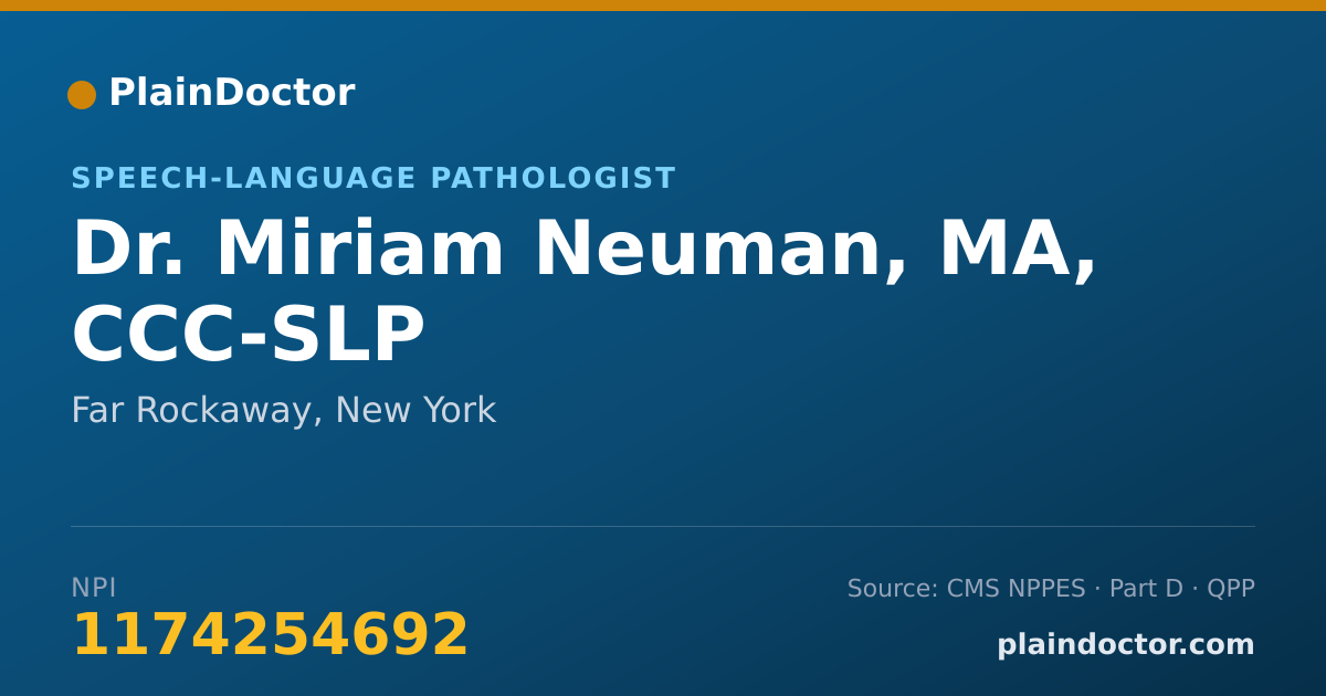 Shareable card for Miriam Neuman, MA, CCC-SLP - Speech-Language Pathologist, Far Rockaway, NY