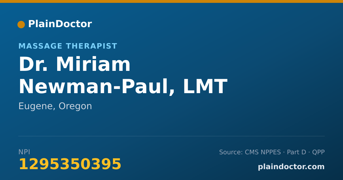 Shareable card for Miriam Newman-Paul, LMT - Massage Therapist, Eugene, OR