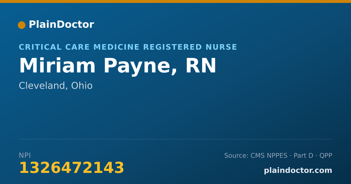 Shareable card for Miriam Payne, RN - Critical Care Medicine Registered Nurse, Cleveland, OH