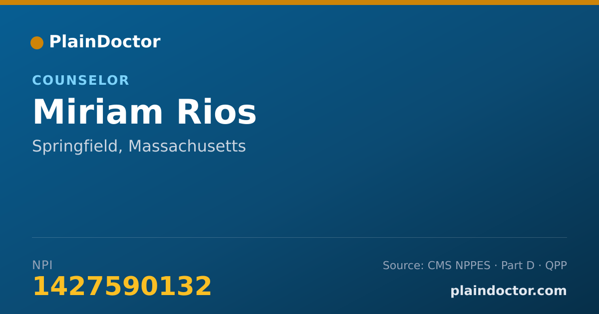 Shareable card for Miriam Rios - Counselor, Springfield, MA