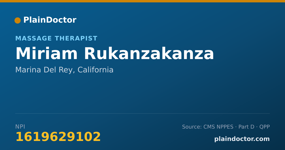 Shareable card for Miriam Rukanzakanza - Massage Therapist, Marina Del Rey, CA