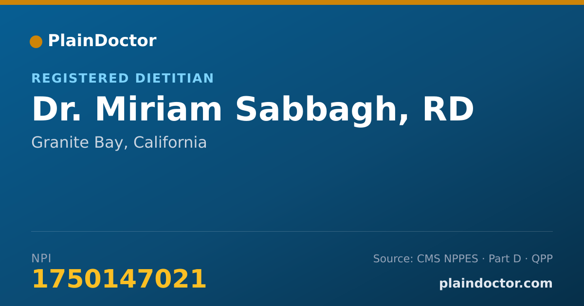 Shareable card for Miriam Sabbagh, RD - Registered Dietitian, Granite Bay, CA
