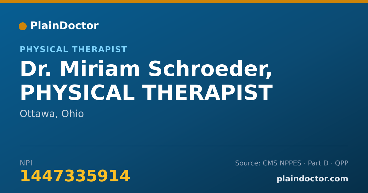Shareable card for Miriam Schroeder, PHYSICAL THERAPIST - Physical Therapist, Ottawa, OH