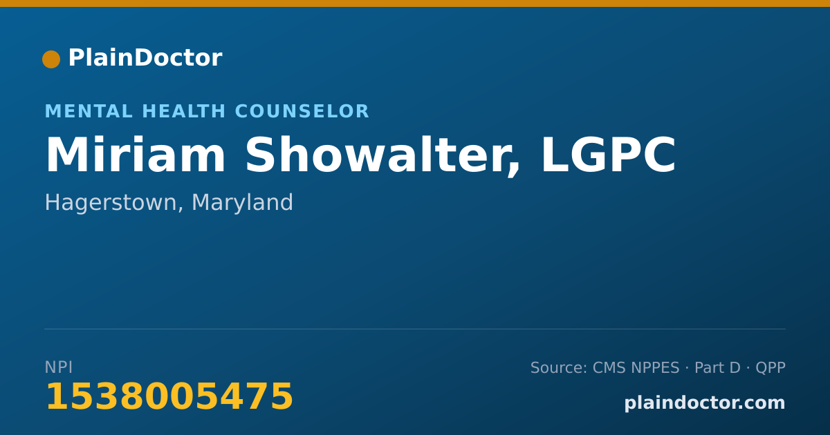 Shareable card for Miriam Showalter, LGPC - Mental Health Counselor, Hagerstown, MD