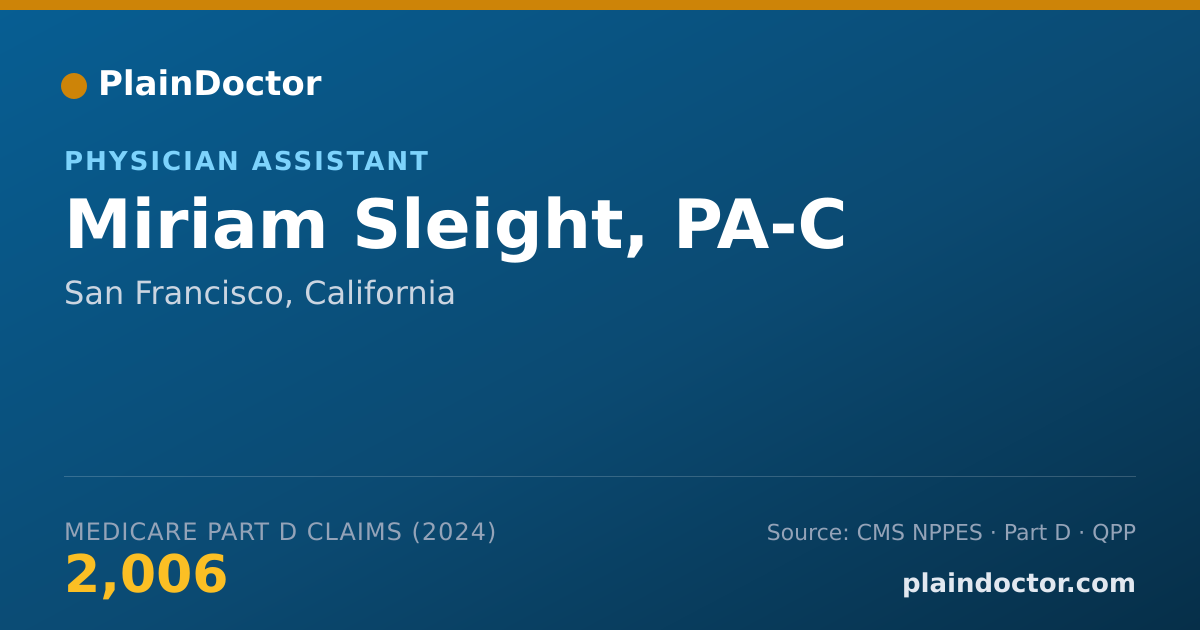 Shareable card for Miriam Sleight, PA-C - Physician Assistant, San Francisco, CA
