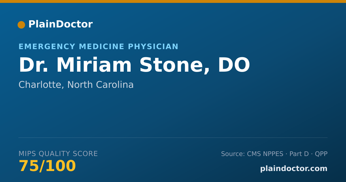 Shareable card for Miriam Stone, DO - Emergency Medicine Physician, Charlotte, NC