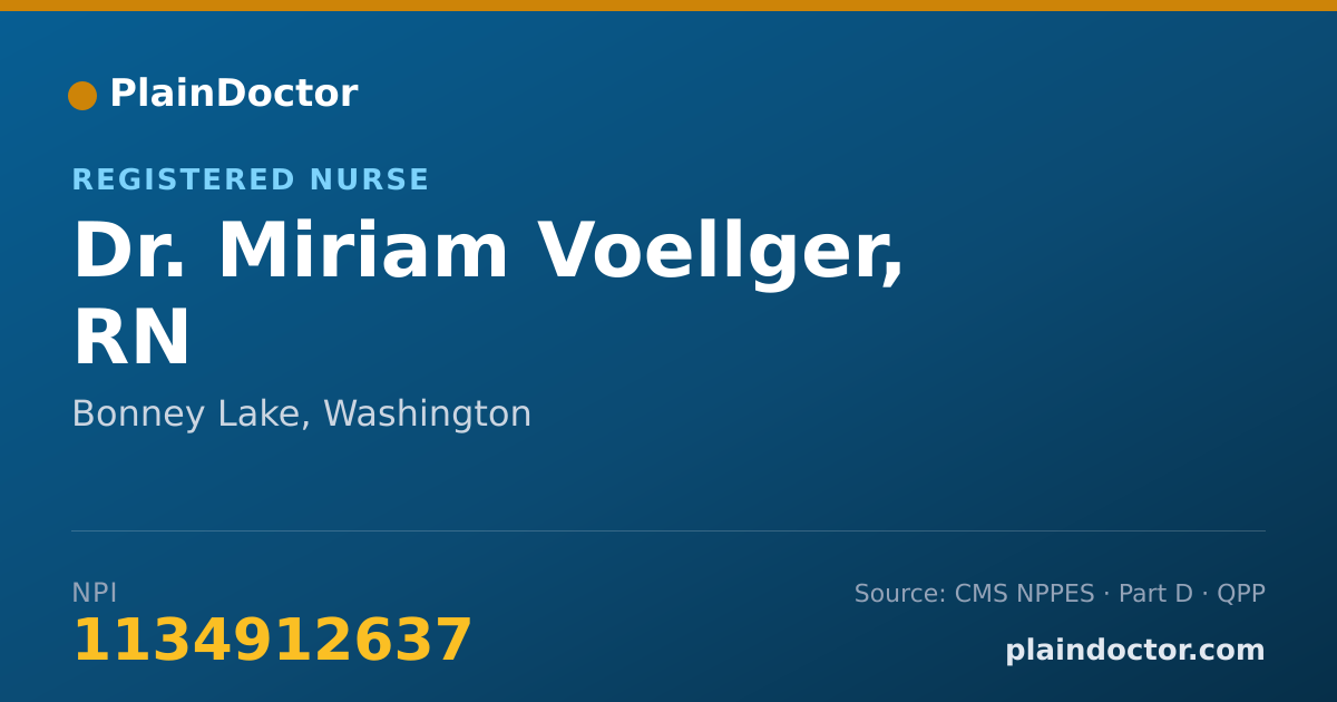 Shareable card for Miriam Voellger, RN - Registered Nurse, Bonney Lake, WA