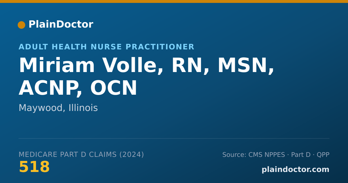 Shareable card for Miriam Volle, RN, MSN, ACNP, OCN - Adult Health Nurse Practitioner, Maywood, IL