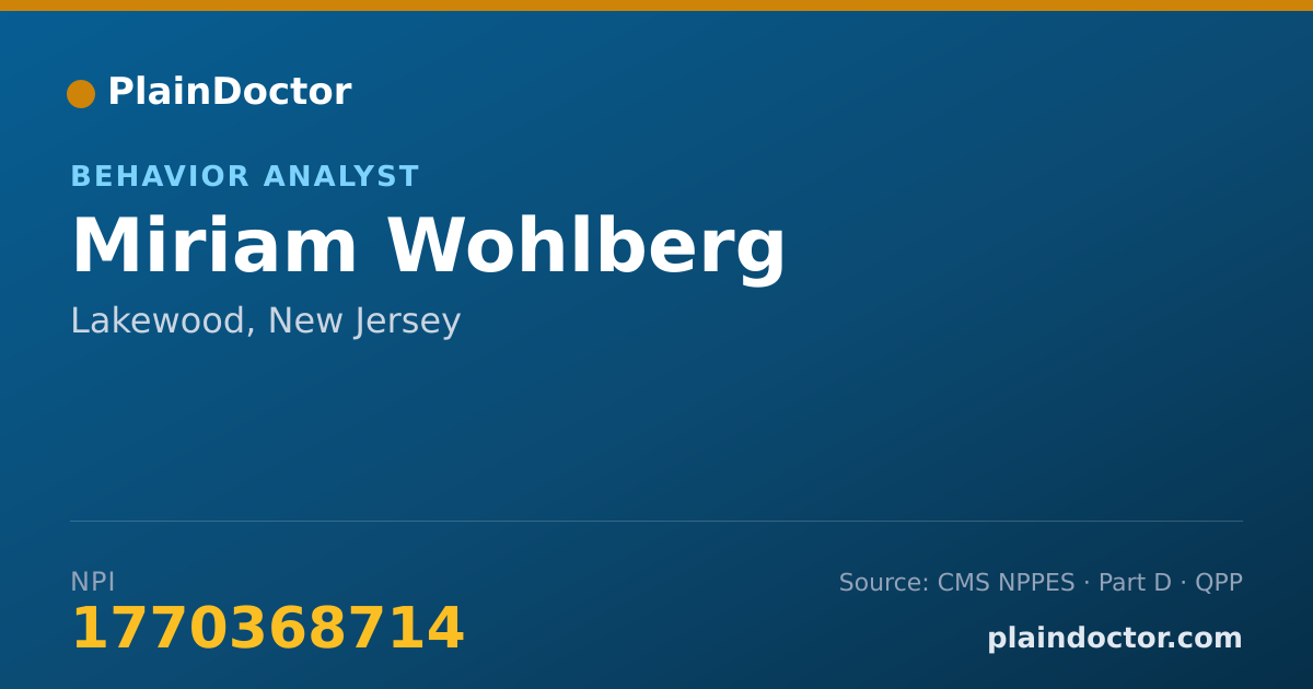 Shareable card for Miriam Wohlberg - Behavior Analyst, Lakewood, NJ