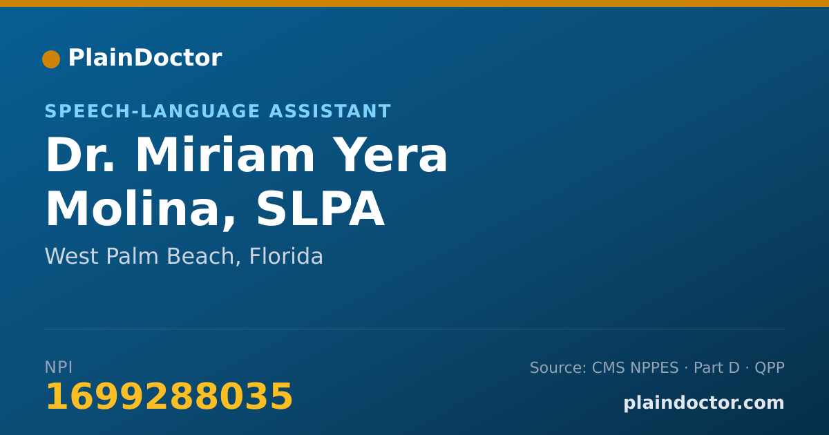Shareable card for Miriam Yera Molina, SLPA - Speech-Language Assistant, West Palm Beach, FL