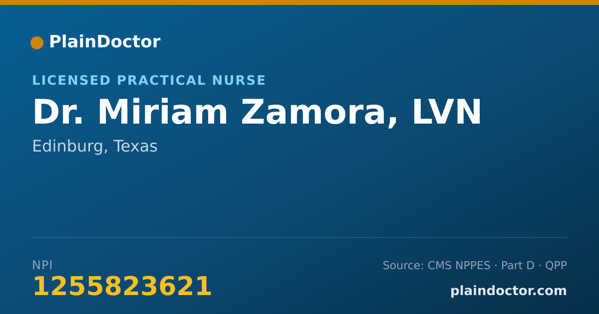 Shareable card for Miriam Zamora, LVN - Licensed Practical Nurse, Edinburg, TX