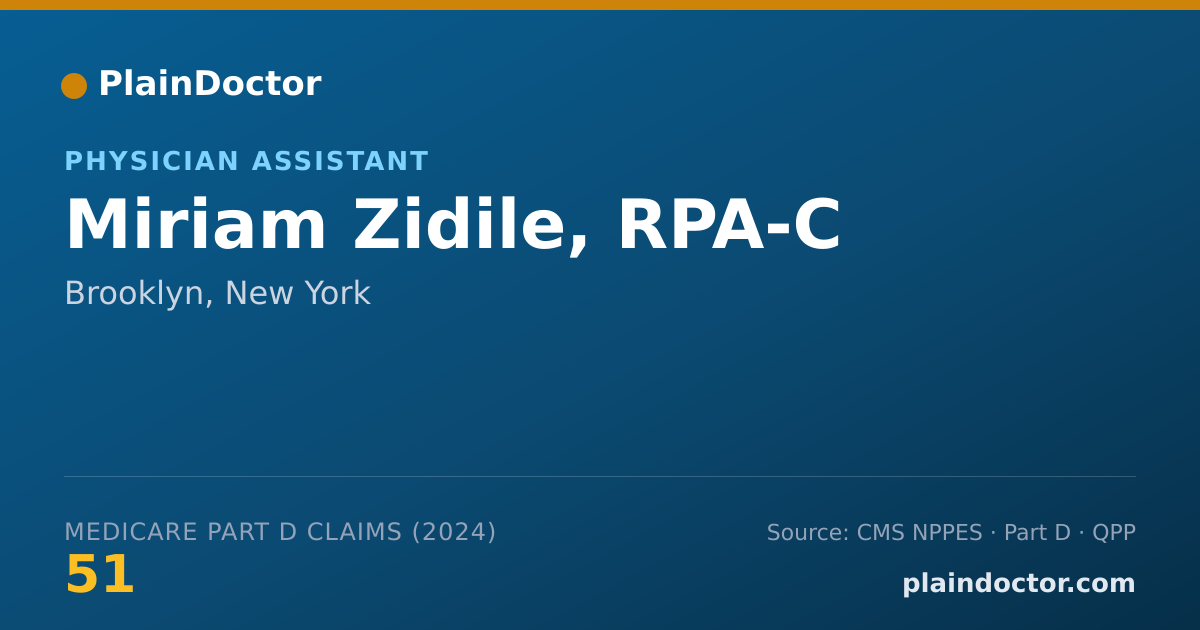 Shareable card for Miriam Zidile, RPA-C - Physician Assistant, Brooklyn, NY