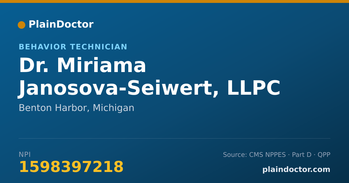 Shareable card for Miriama Janosova-Seiwert, LLPC - Behavior Technician, Benton Harbor, MI