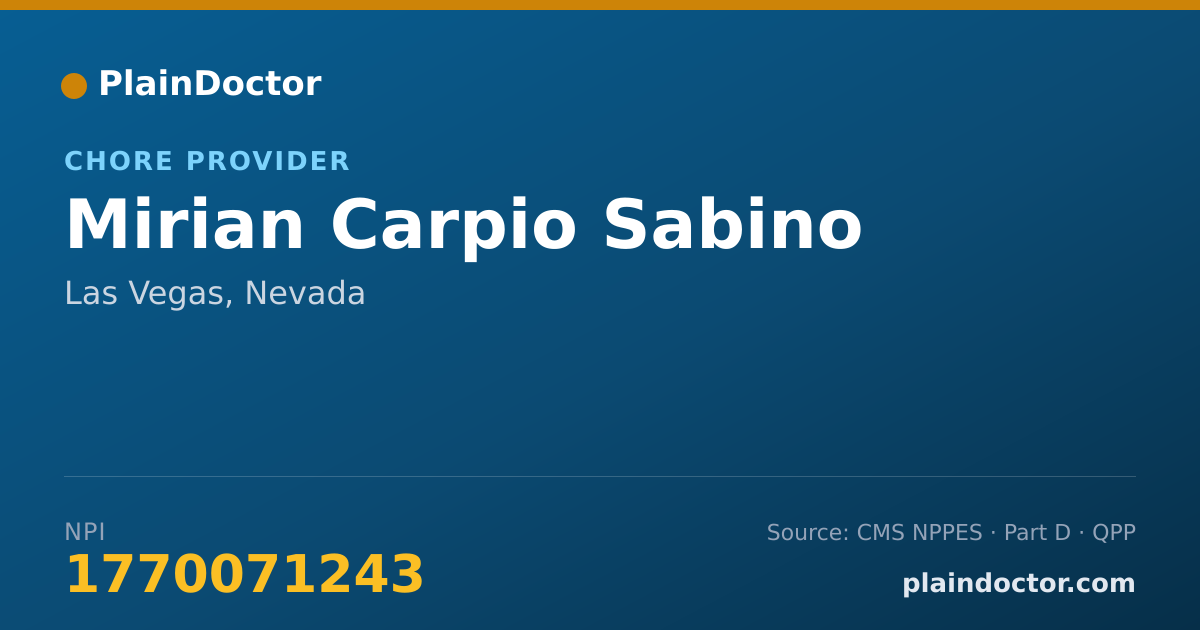 Shareable card for Mirian Carpio Sabino - Chore Provider, Las Vegas, NV