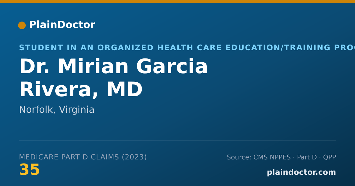 Shareable card for Mirian Garcia Rivera, MD - Student in an Organized Health Care Education/Training Program, Norfolk, VA