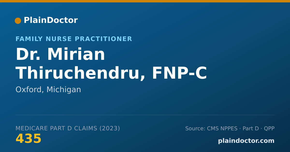 Shareable card for Mirian Thiruchendru, FNP-C - Family Nurse Practitioner, Oxford, MI