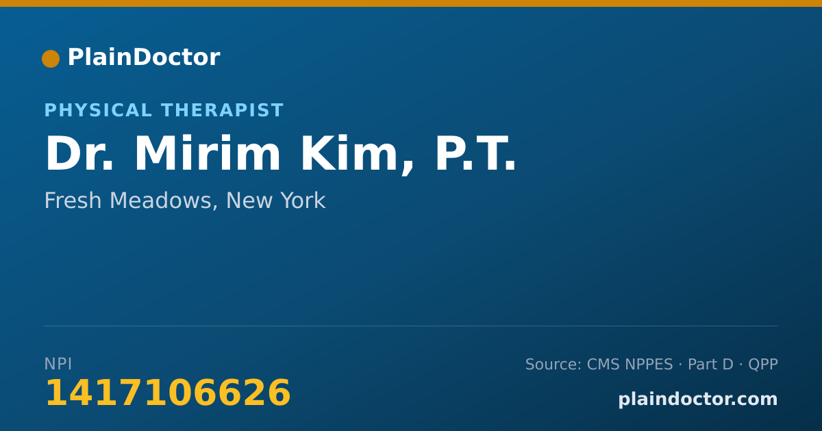 Shareable card for Mirim Kim, P.T. - Physical Therapist, Fresh Meadows, NY