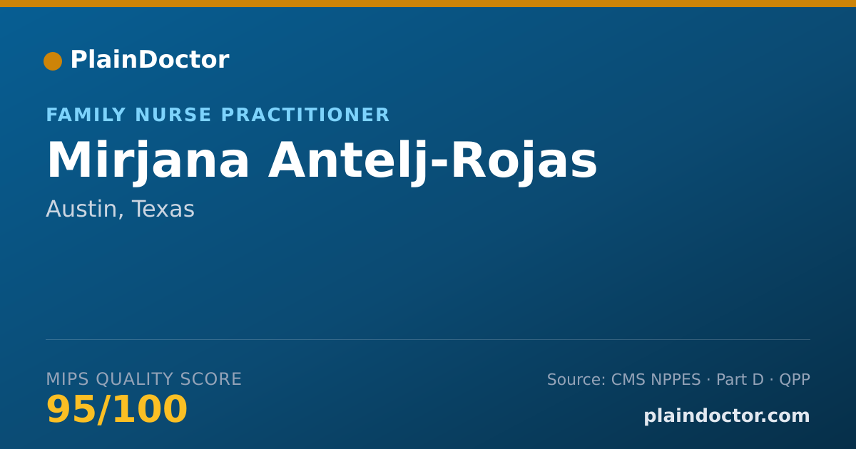 Shareable card for Mirjana Antelj-Rojas - Family Nurse Practitioner, Austin, TX