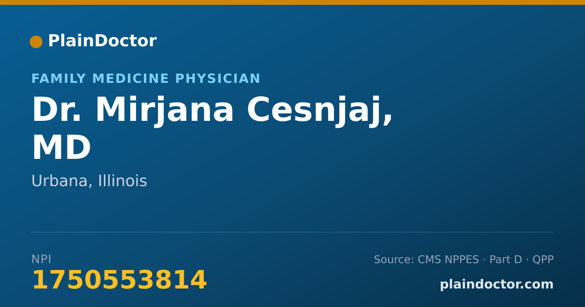 Shareable card for Mirjana Cesnjaj, MD - Family Medicine Physician, Urbana, IL