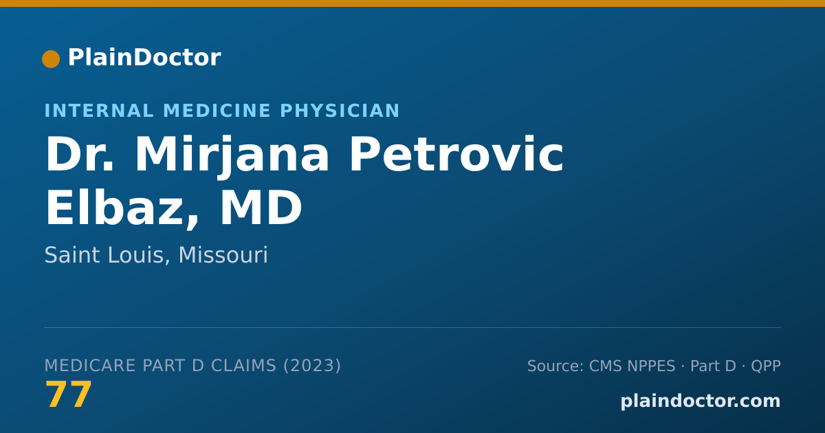 Shareable card for Mirjana Petrovic Elbaz, MD - Internal Medicine Physician, Saint Louis, MO