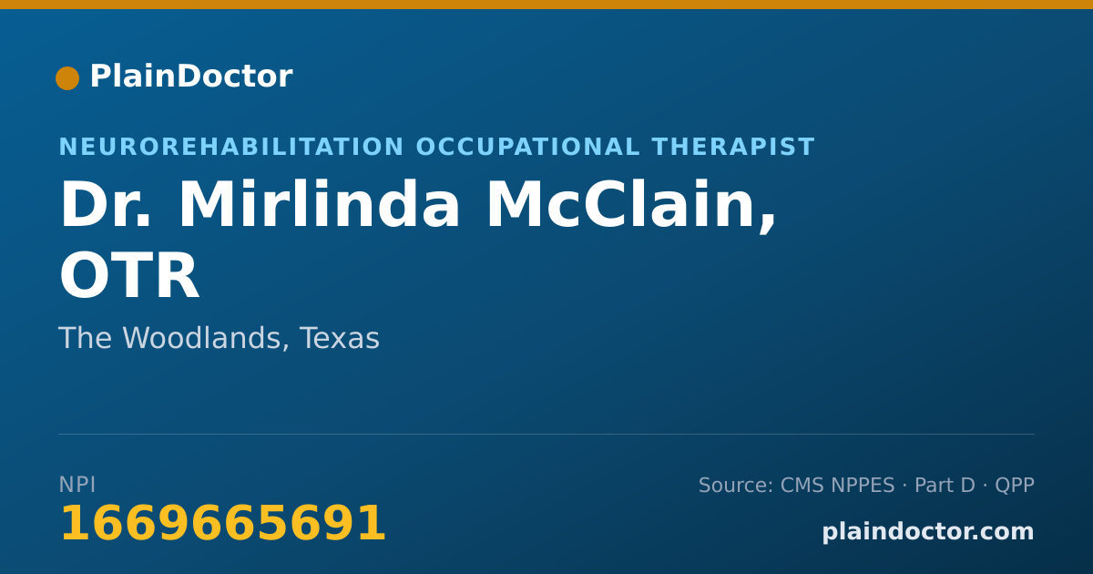 Shareable card for Mirlinda McClain, OTR - Neurorehabilitation Occupational Therapist, The Woodlands, TX