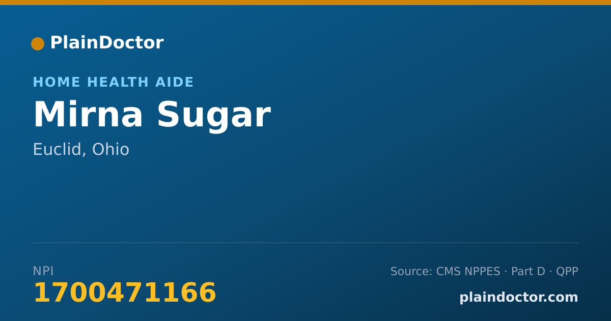 Shareable card for Mirna Sugar - Home Health Aide, Euclid, OH