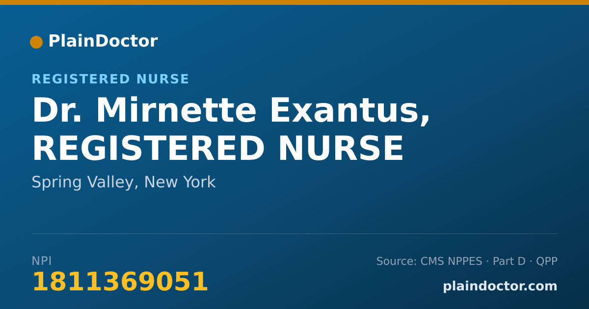 Shareable card for Mirnette Exantus, REGISTERED NURSE - Registered Nurse, Spring Valley, NY