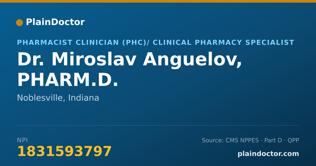 Shareable card for Miroslav Anguelov, PHARM.D. - Pharmacist Clinician (PhC)/ Clinical Pharmacy Specialist, Noblesville, IN
