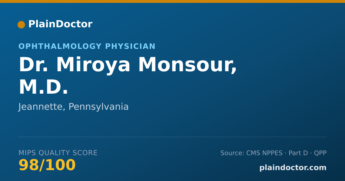 Shareable card for Miroya Monsour, M.D. - Ophthalmology Physician, Jeannette, PA