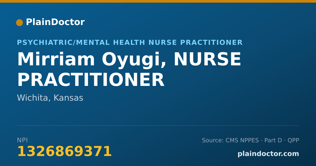 Shareable card for Mirriam Oyugi, NURSE PRACTITIONER - Psychiatric/Mental Health Nurse Practitioner, Wichita, KS