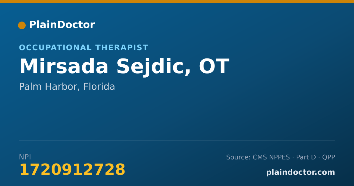 Shareable card for Mirsada Sejdic, OT - Occupational Therapist, Palm Harbor, FL