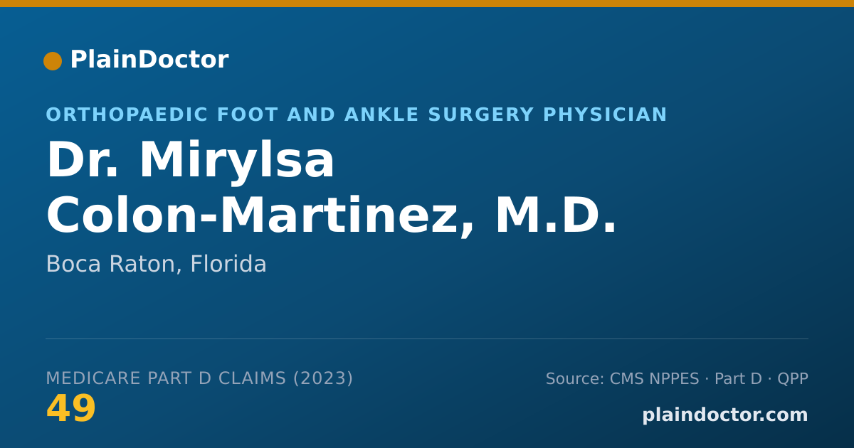 Shareable card for Mirylsa Colon-Martinez, M.D. - Orthopaedic Foot and Ankle Surgery Physician, Boca Raton, FL