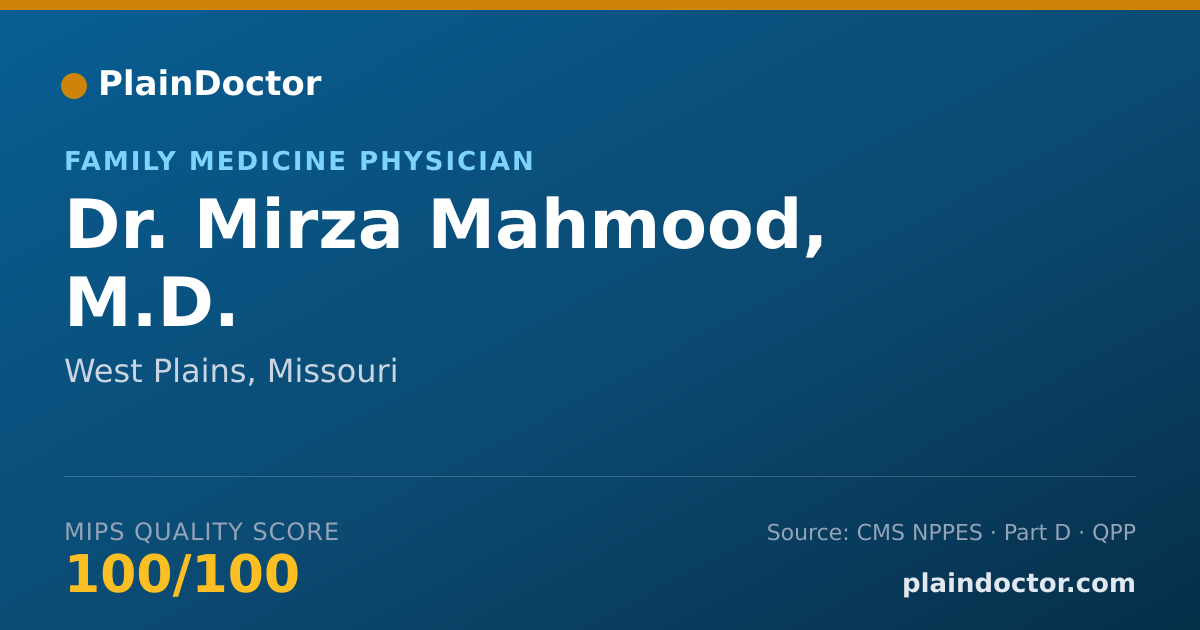Shareable card for Mirza Mahmood, M.D. - Family Medicine Physician, West Plains, MO