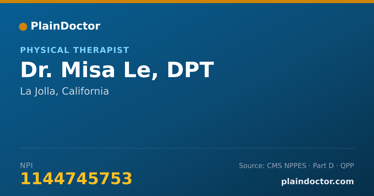 Shareable card for Misa Le, DPT - Physical Therapist, La Jolla, CA