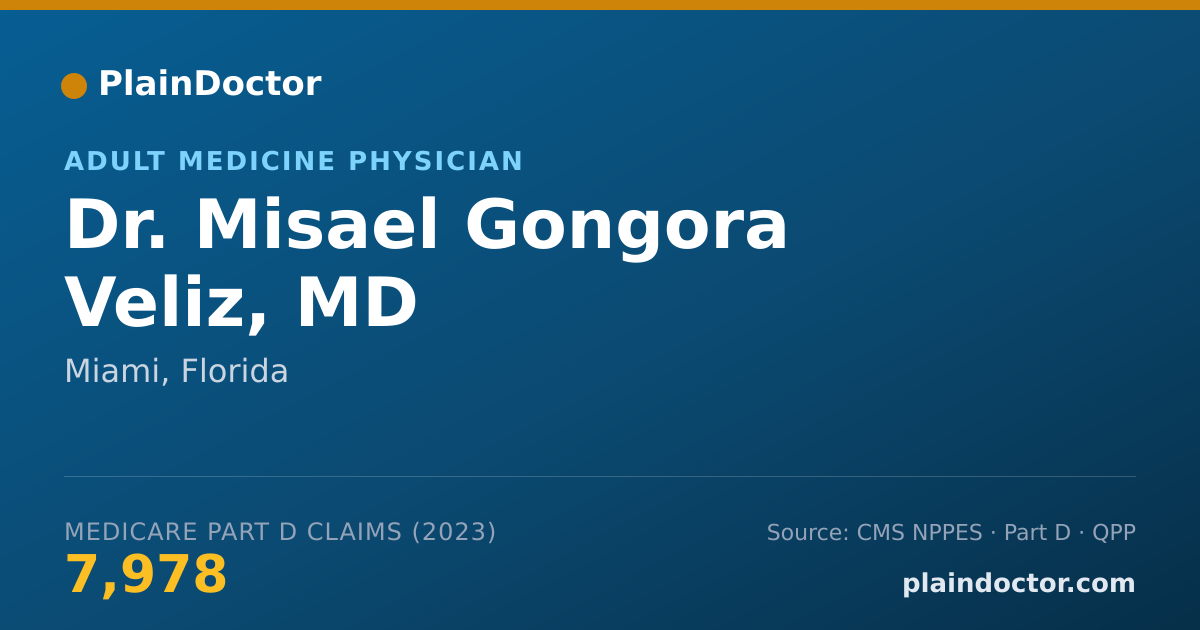 Shareable card for Misael Gongora Veliz, MD - Adult Medicine Physician, Miami, FL