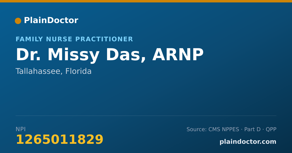 Shareable card for Missy Das, ARNP - Family Nurse Practitioner, Tallahassee, FL