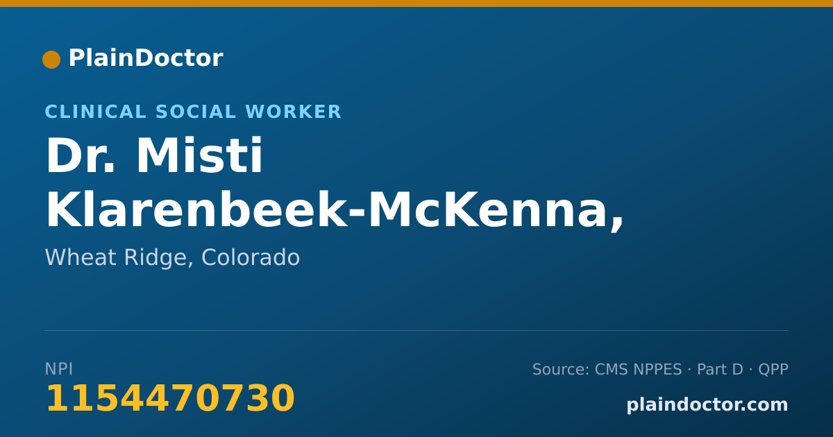 Shareable card for Misti Klarenbeek-McKenna, MSW, LCSW, LMFT - Clinical Social Worker, Wheat Ridge, CO