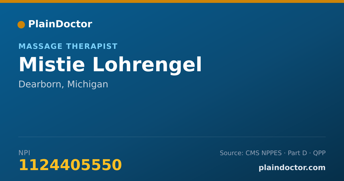 Shareable card for Mistie Lohrengel - Massage Therapist, Dearborn, MI