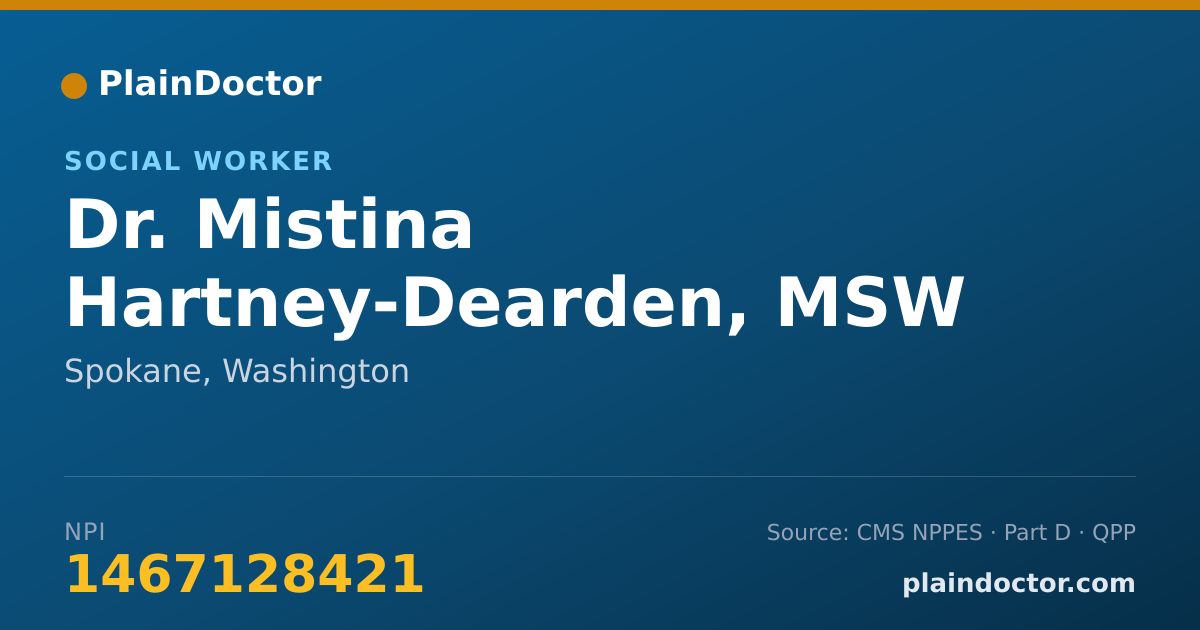 Shareable card for Mistina Hartney-Dearden, MSW - Social Worker, Spokane, WA
