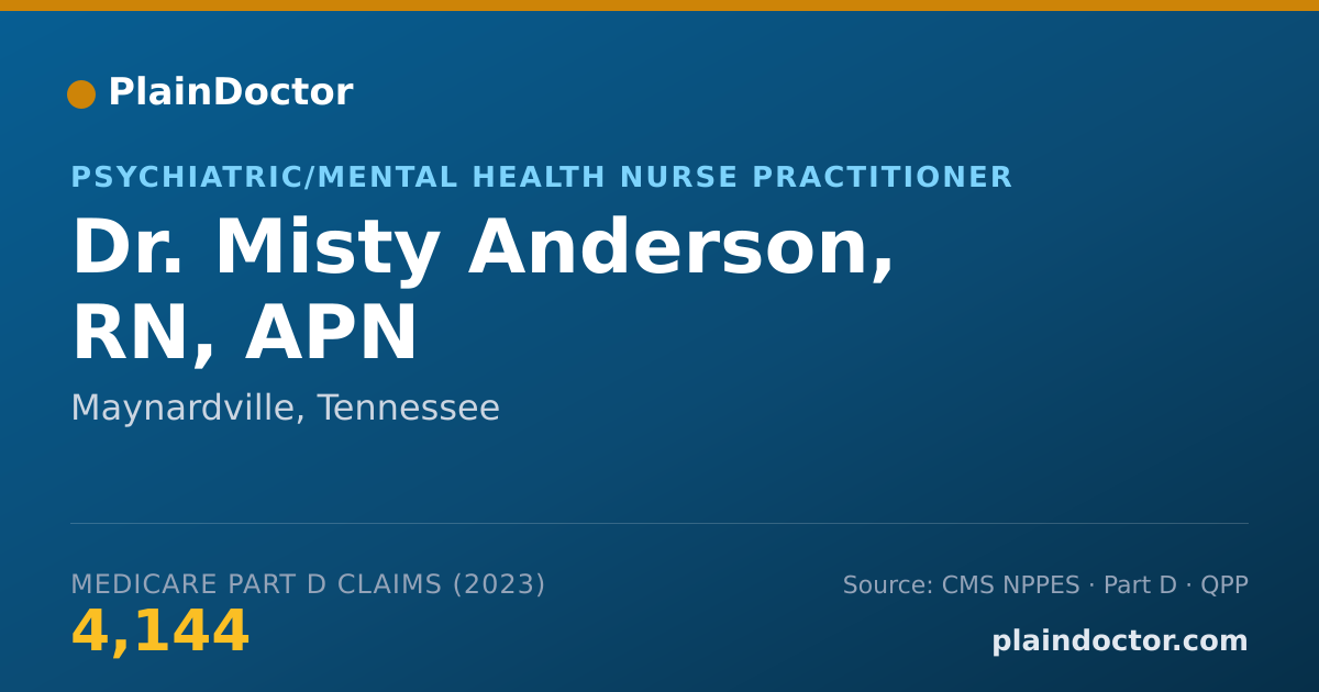 Shareable card for Misty Anderson, RN, APN - Psychiatric/Mental Health Nurse Practitioner, Maynardville, TN