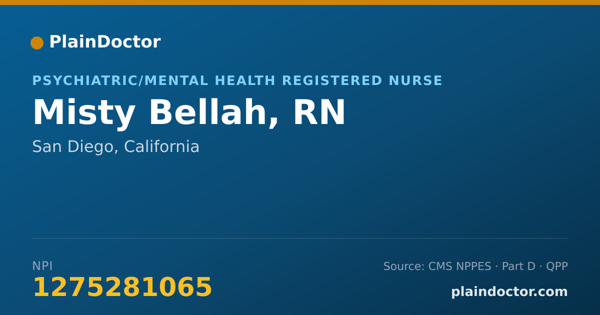 Shareable card for Misty Bellah, RN - Psychiatric/Mental Health Registered Nurse, San Diego, CA