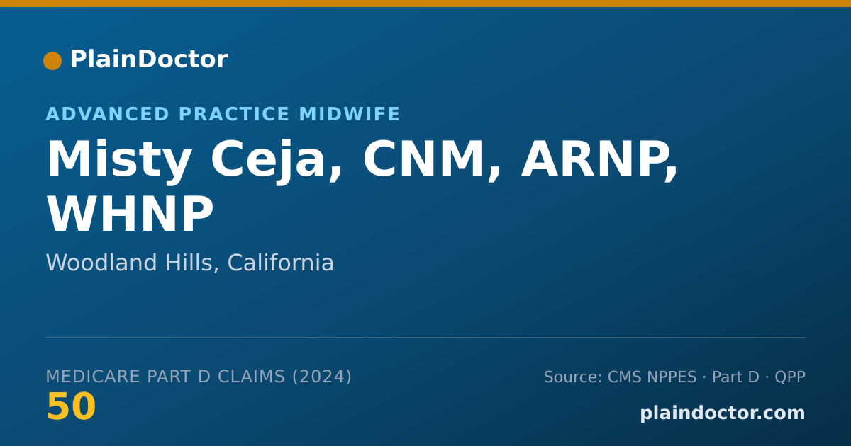 Shareable card for Misty Ceja, CNM, ARNP, WHNP - Women's Health Nurse Practitioner, Woodland Hills, CA