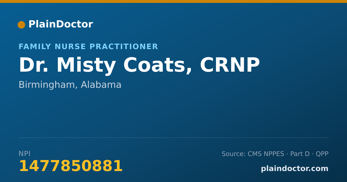 Shareable card for Misty Coats, CRNP - Family Nurse Practitioner, Birmingham, AL