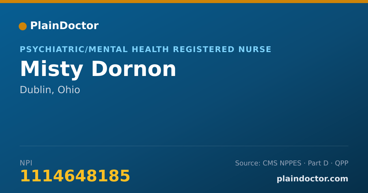 Shareable card for Misty Dornon - Psychiatric/Mental Health Registered Nurse, Dublin, OH