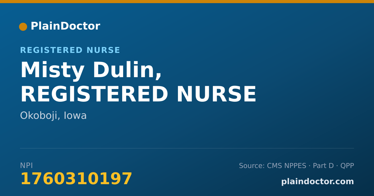 Shareable card for Misty Dulin, REGISTERED NURSE - Registered Nurse, Okoboji, IA