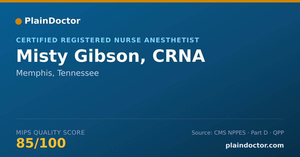 Shareable card for Misty Gibson, CRNA - Certified Registered Nurse Anesthetist, Memphis, TN