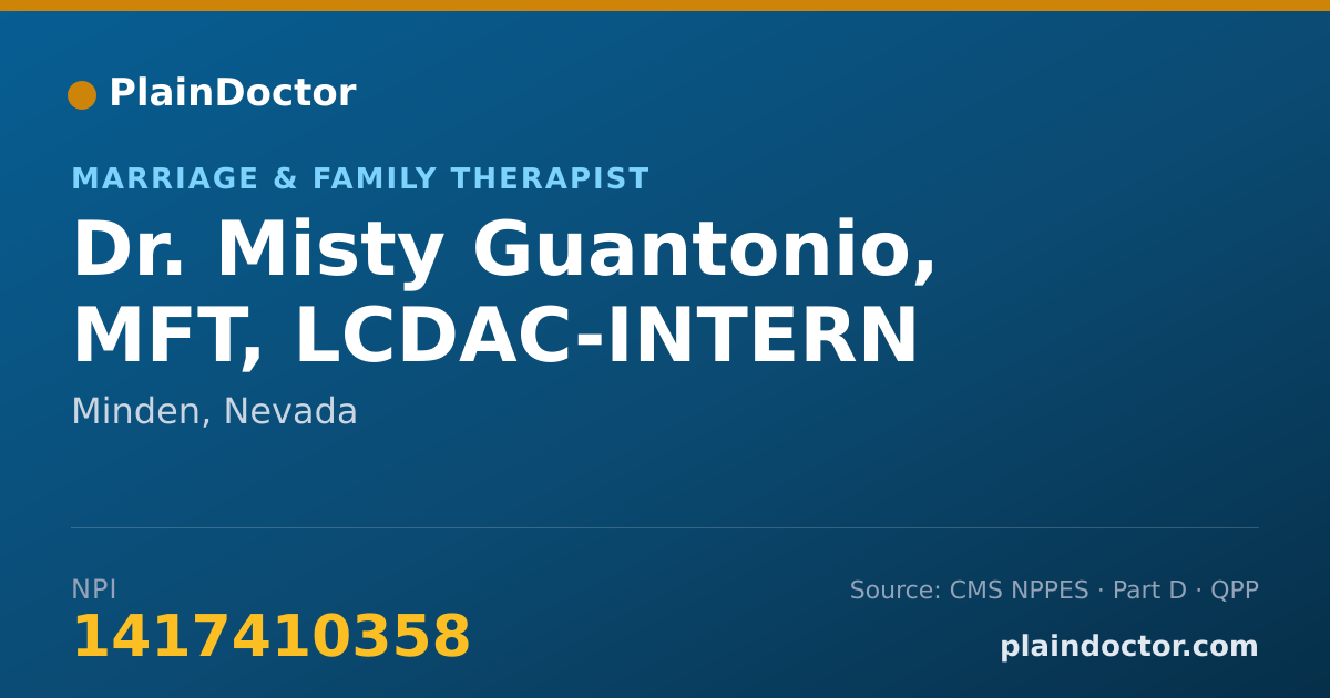 Shareable card for Misty Guantonio, MFT, LCDAC-INTERN - Marriage & Family Therapist, Minden, NV